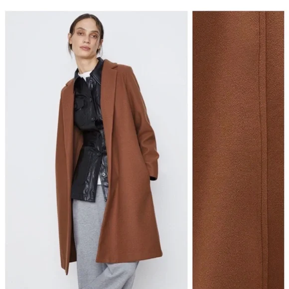 Zara Brown Open Front Coat - Picture 2 of 3